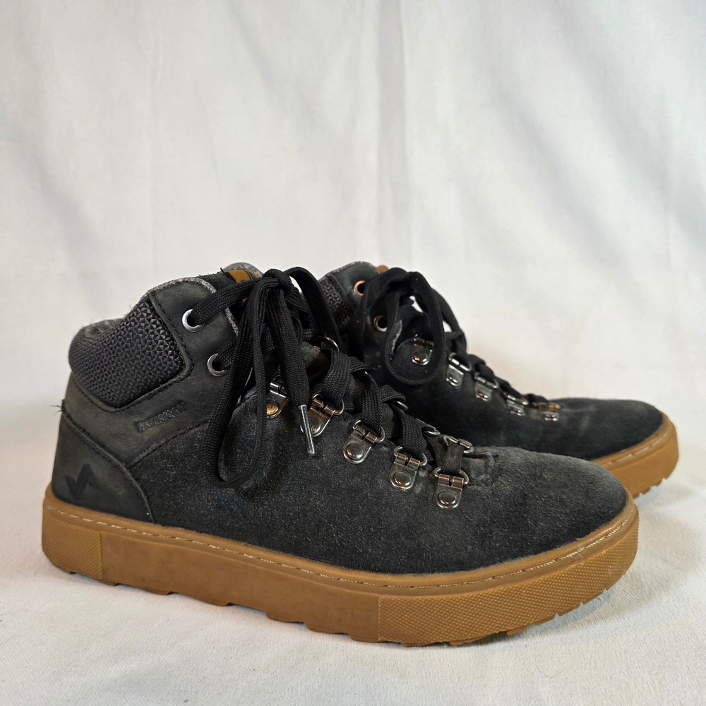Forsake Lucie Mid Black Leather Hiking Boots Womens 6 Waterproof Suede Sneaker